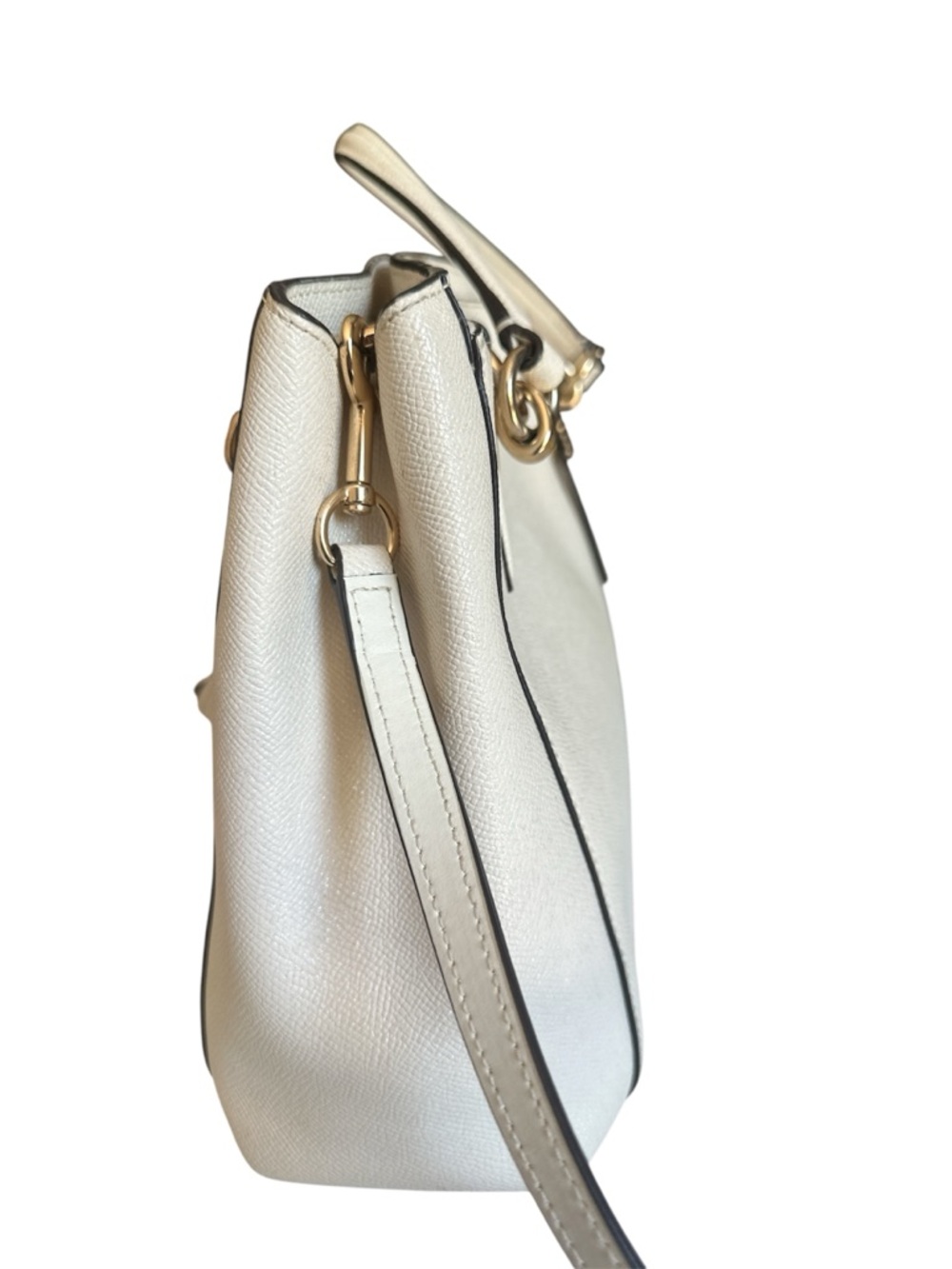 Coach Cream Pebbled Leather Satchel /Crossbody with Gold Hardware - Picture 2 of 6